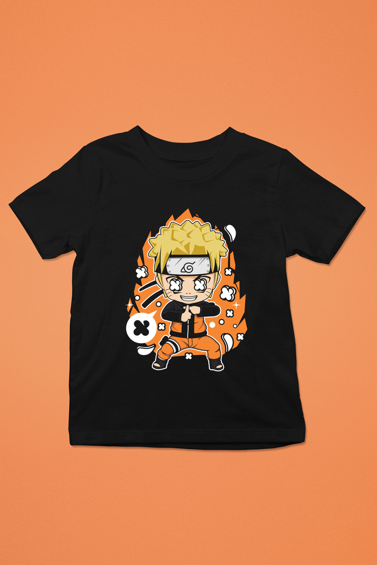 Naruto Baskılı Unisex Siyah Çocuk Tshirt
