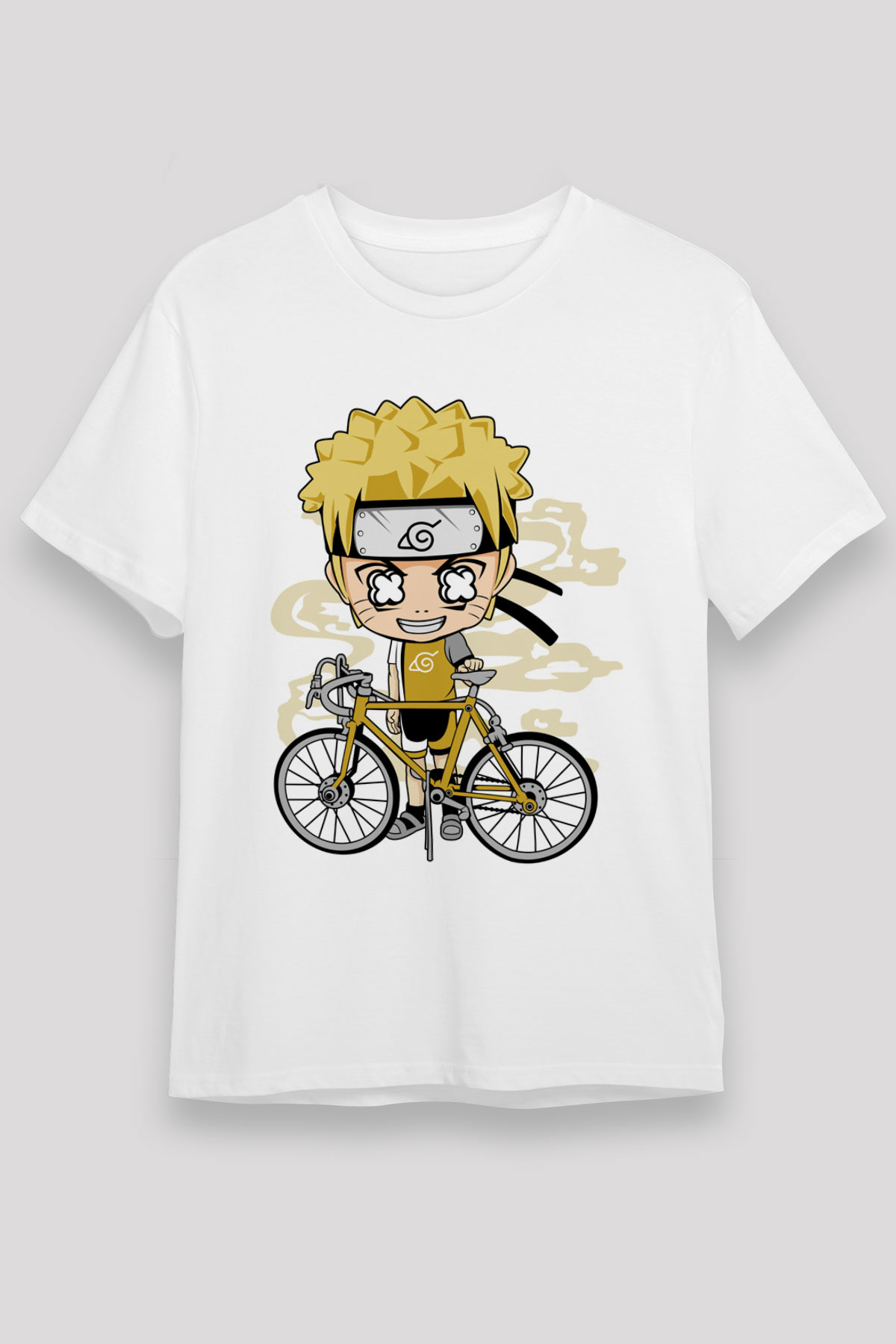 Naruto Bicycle Baskılı Beyaz Unisex Tshirt