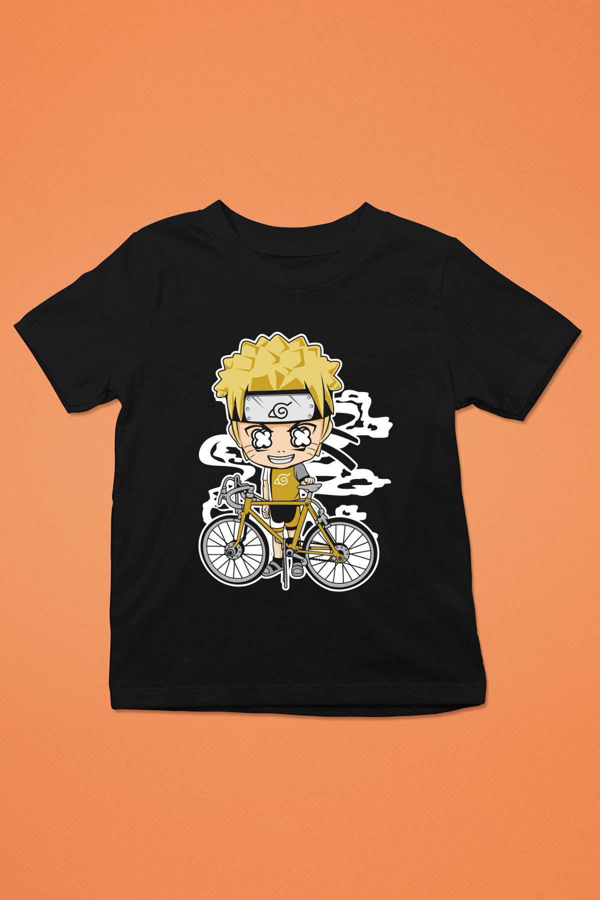 Naruto Bicycle Baskılı Siyah Çocuk Unisex Tshirt