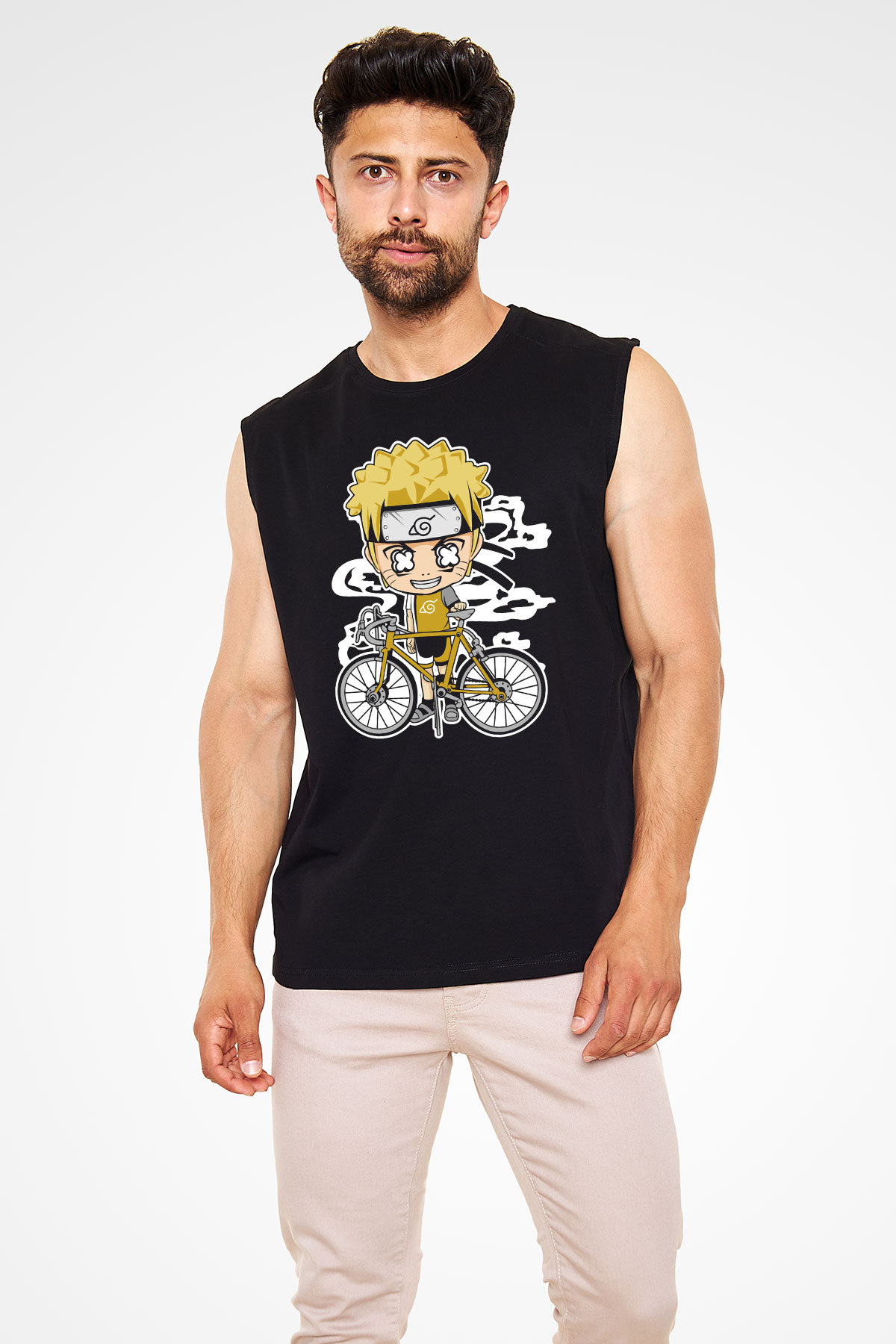 Naruto Bicycle Baskılı Siyah Unisex Tshirt