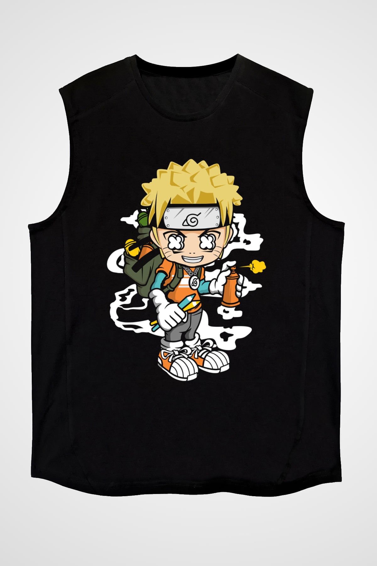 Naruto Bomber Baskılı Unisex Siyah Tshirt