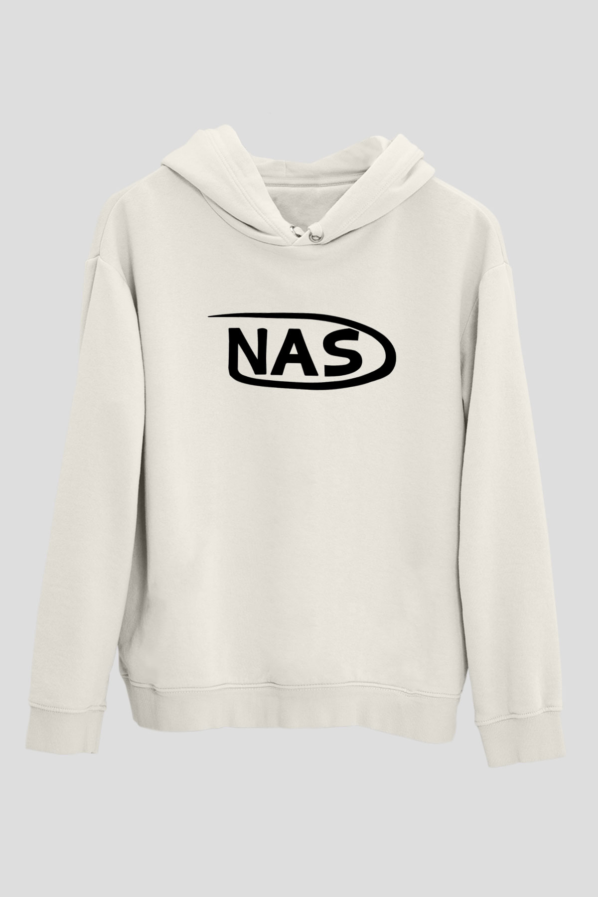 Nas Beyaz Unisex Kapşonlu Sweatshirt
