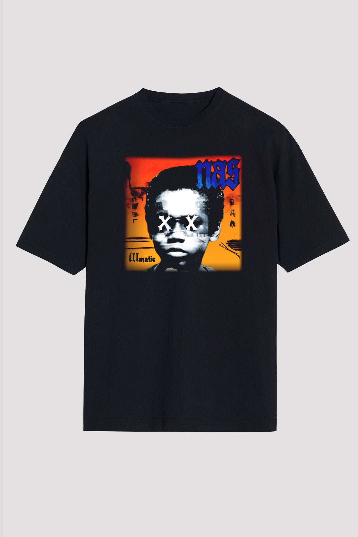 Nas Siyah Unisex Oversize Tişört T-Shirt