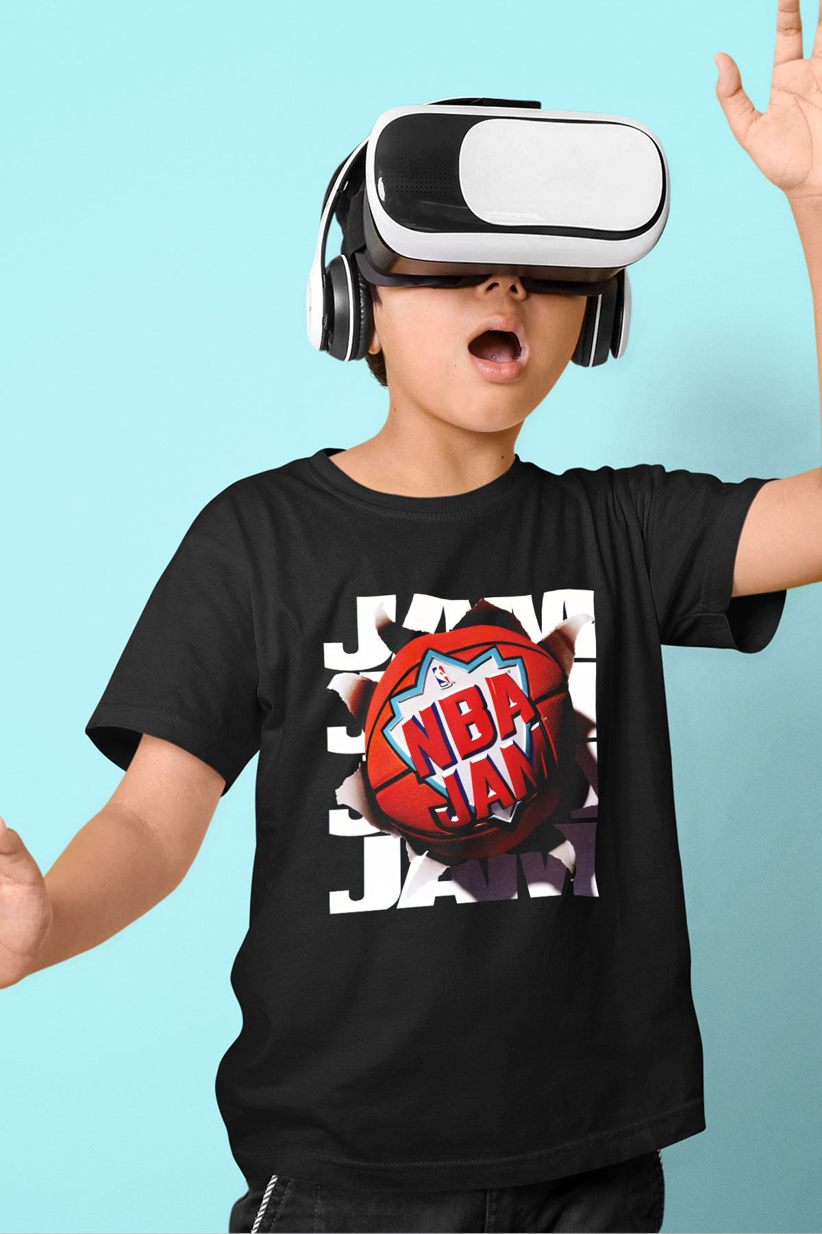 NBA Jam Baskılı Siyah Unisex Çocuk Tişört