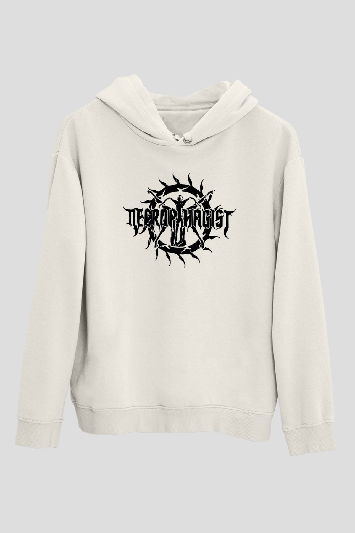 Necrophagist Baskılı Beyaz Unisex Kapüşonlu Sweatshirt