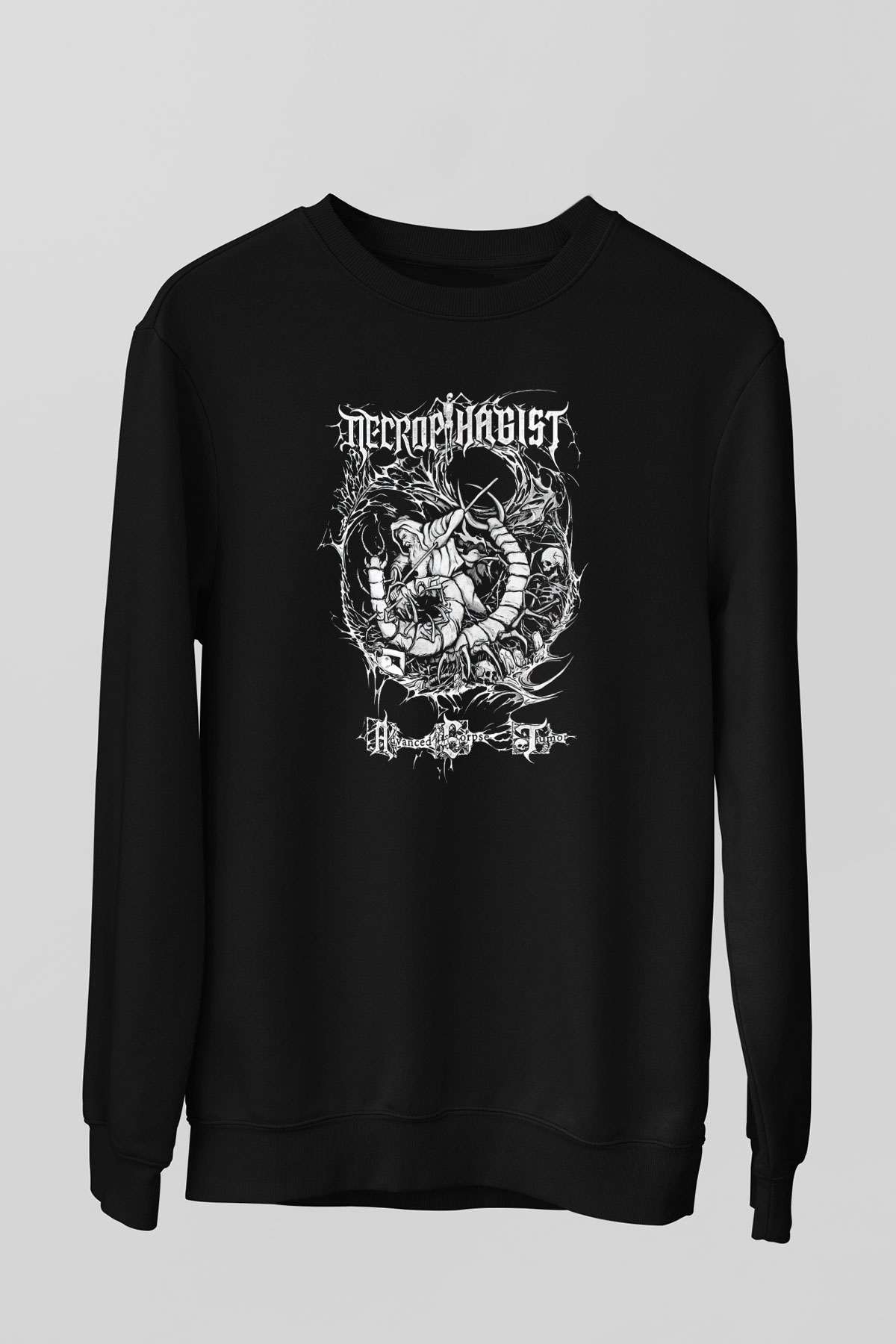 Necrophagist Baskılı Unisex Siyah Sweatshirt