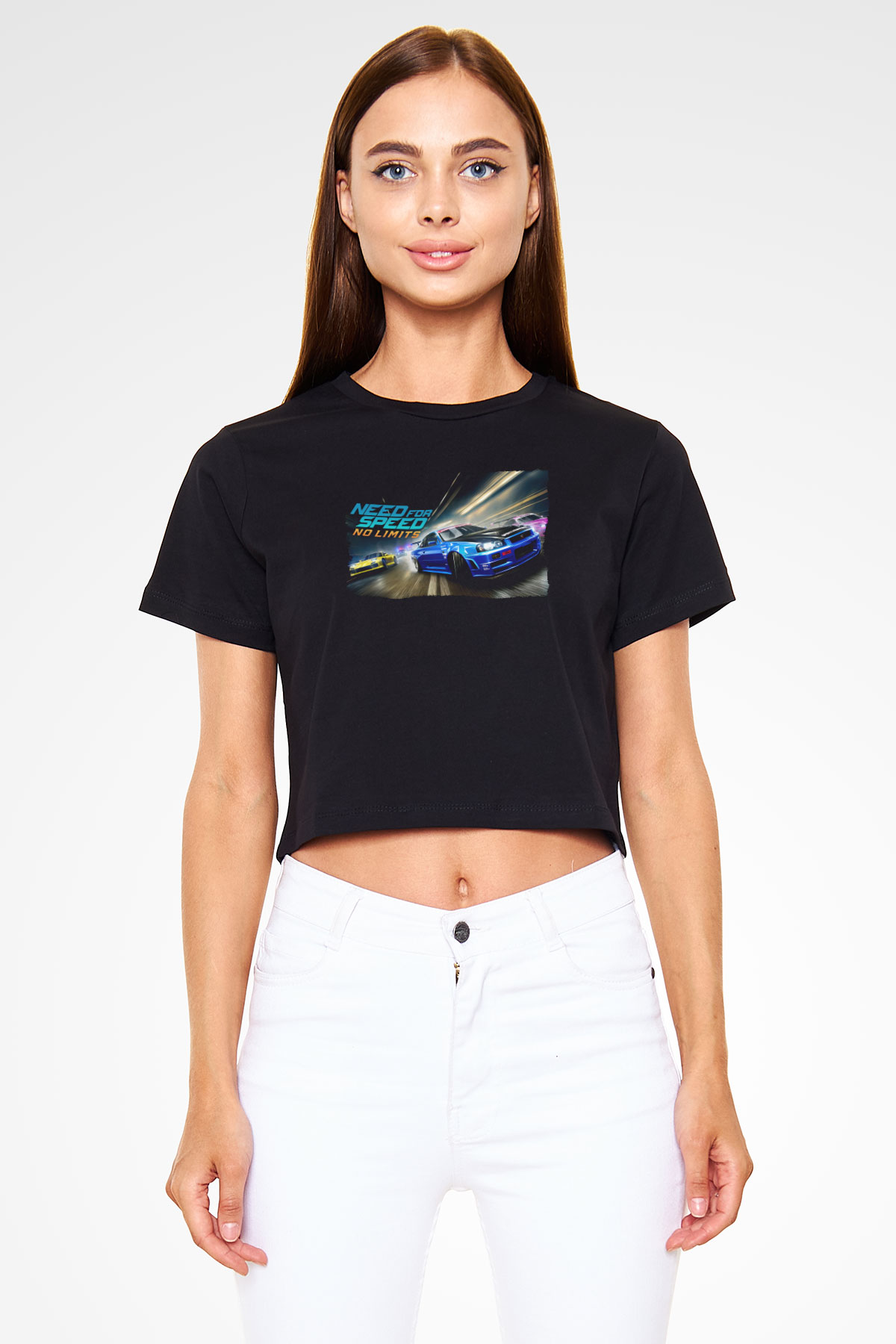 Need for Speed Siyah  Crop Top Tişört