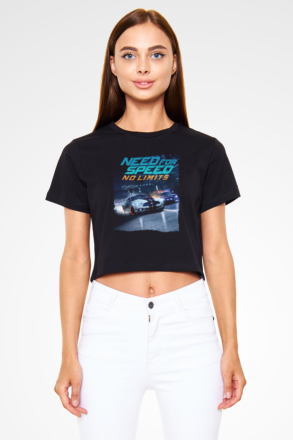 Need for Speed Siyah  Crop Top Tişört