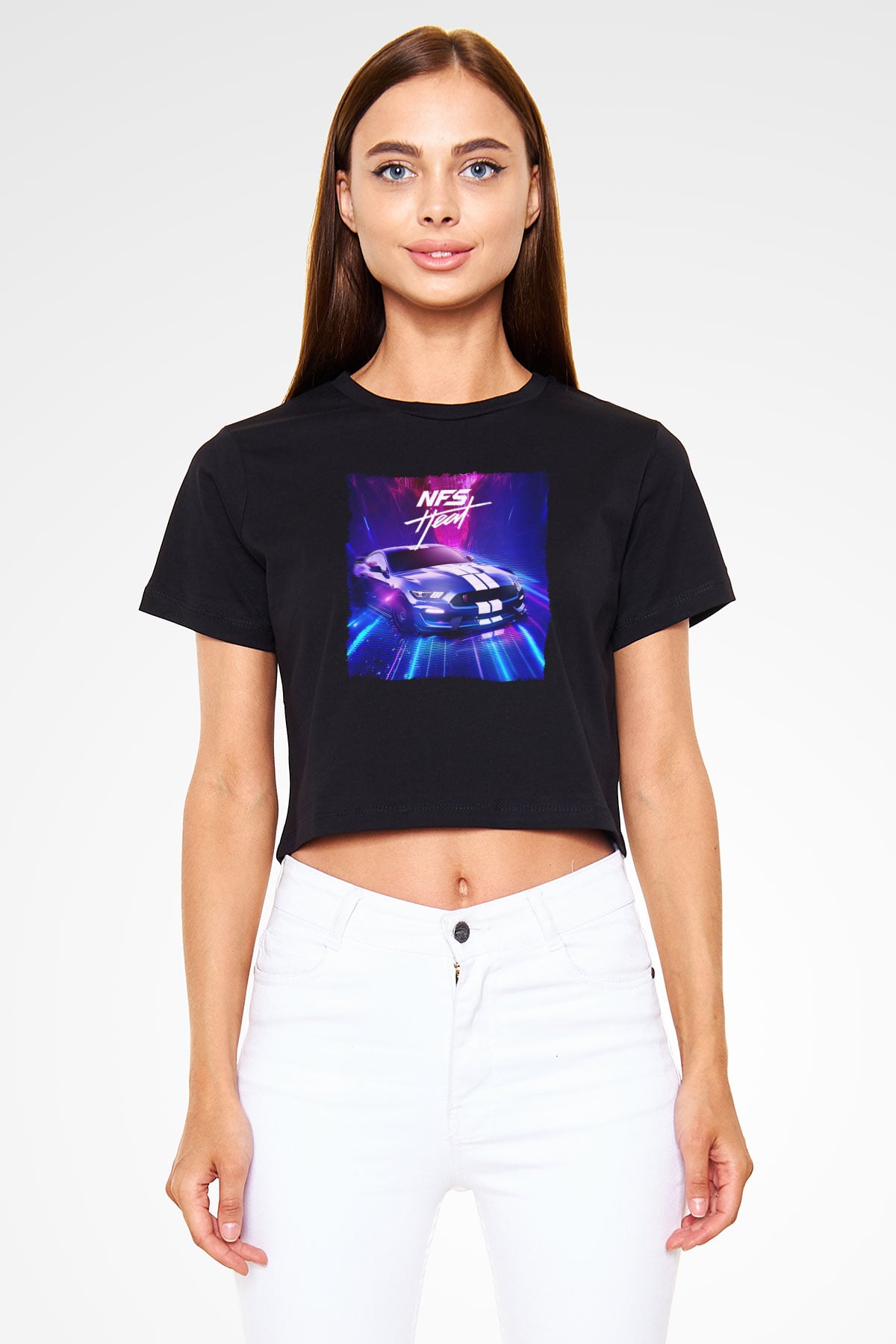 Need for Speed Siyah  Crop Top Tişört