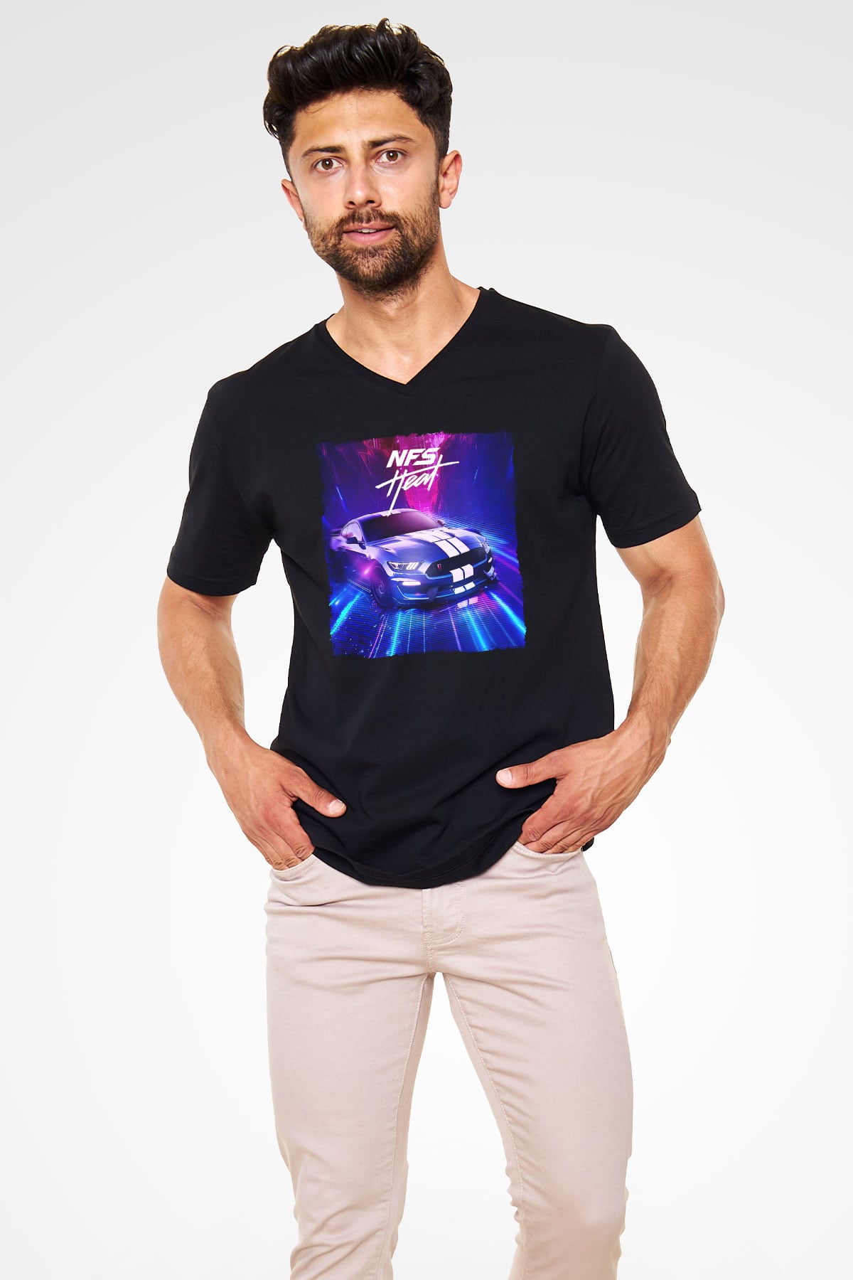 Need for Speed Siyah Unisex V Yaka Tişört