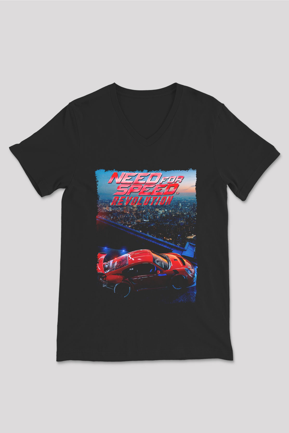 Need for Speed Siyah Unisex V Yaka Tişört