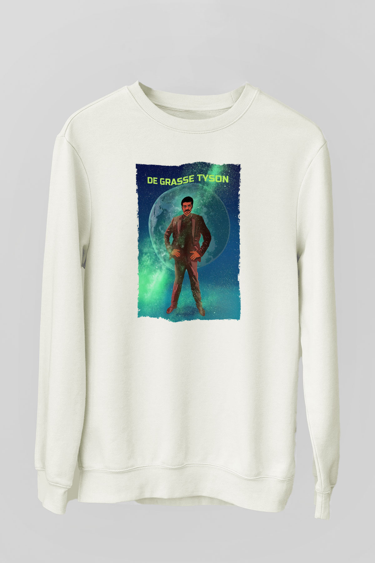 Neil De Grasse Tyson Baskılı Unisex Ekru Sweatshirt