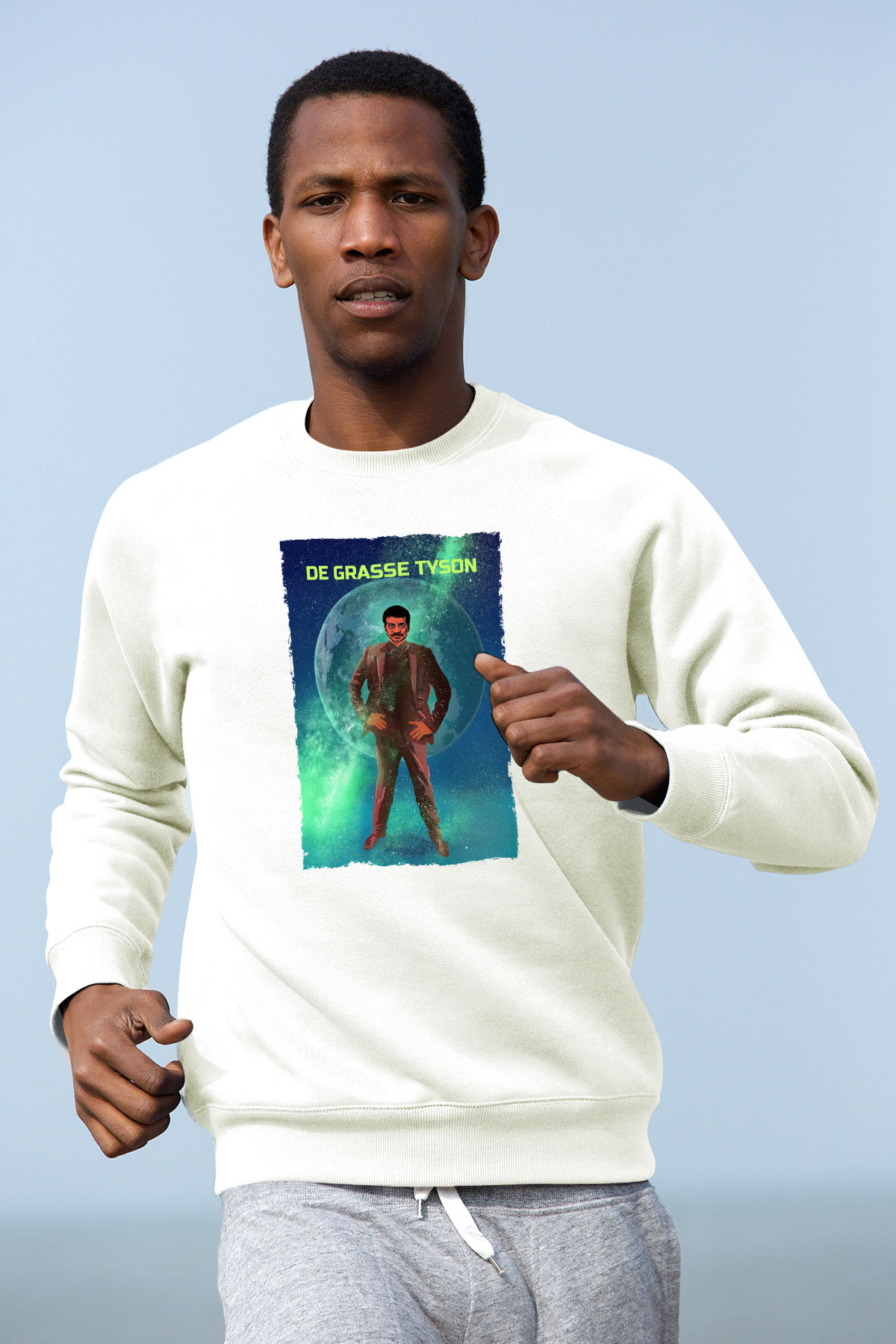 Neil De Grasse Tyson Baskılı Unisex Ekru Sweatshirt