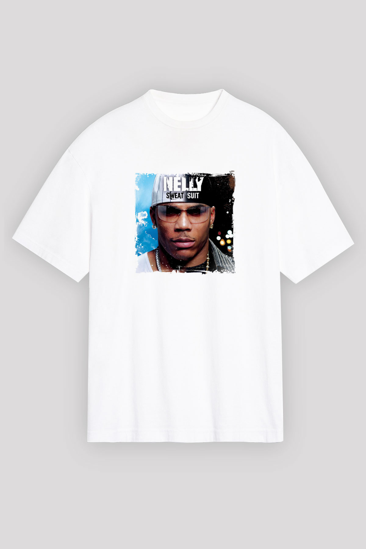 Nelly Baskılı Oversize Beyaz Tişört