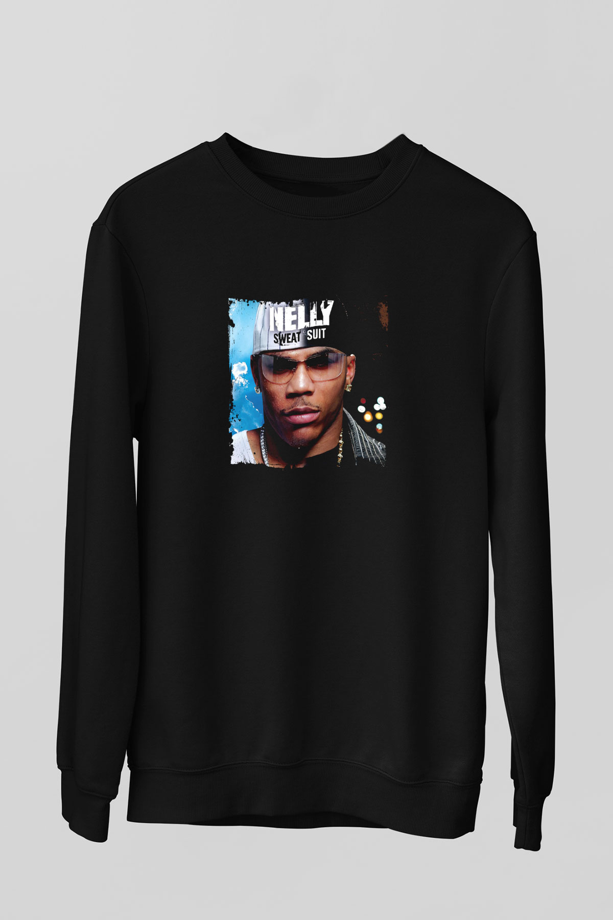 Nelly Baskılı Unisex Siyah Sweatshirt