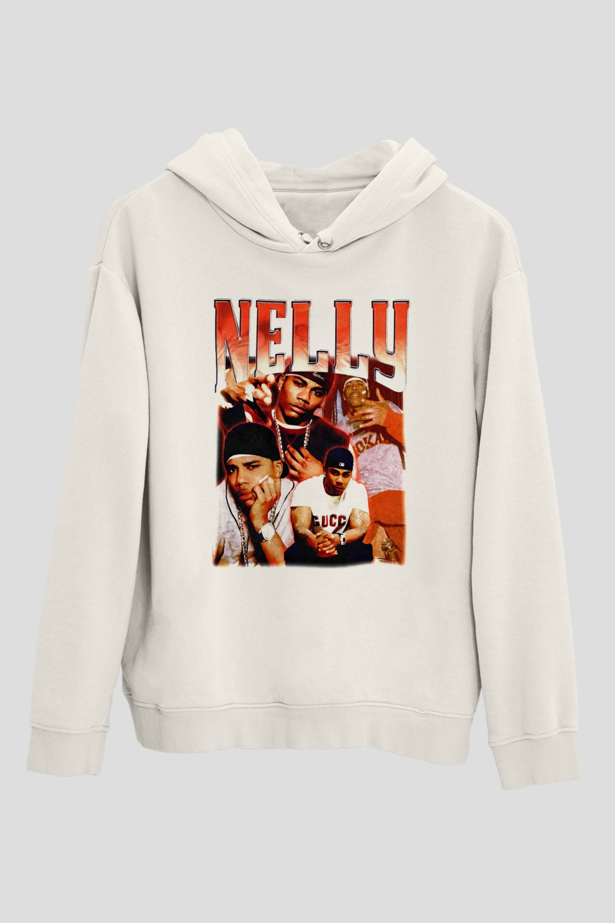Nelly Beyaz Unisex Kapüşonlu Sweatshirt
