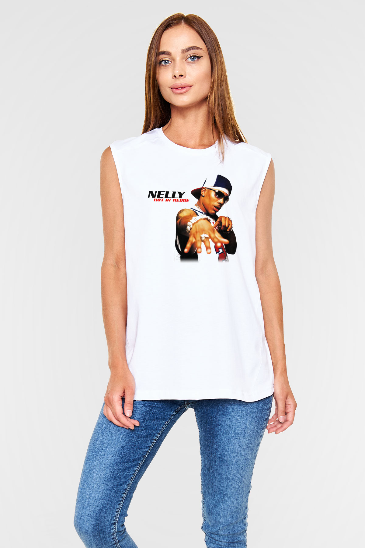 Nelly Beyaz Unisex Kolsuz Tişört