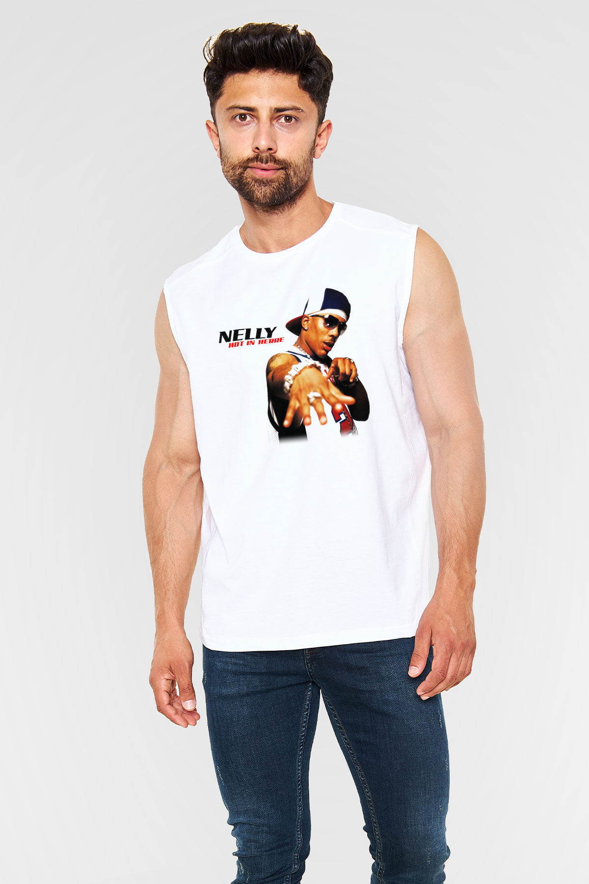 Nelly Beyaz Unisex Kolsuz Tişört