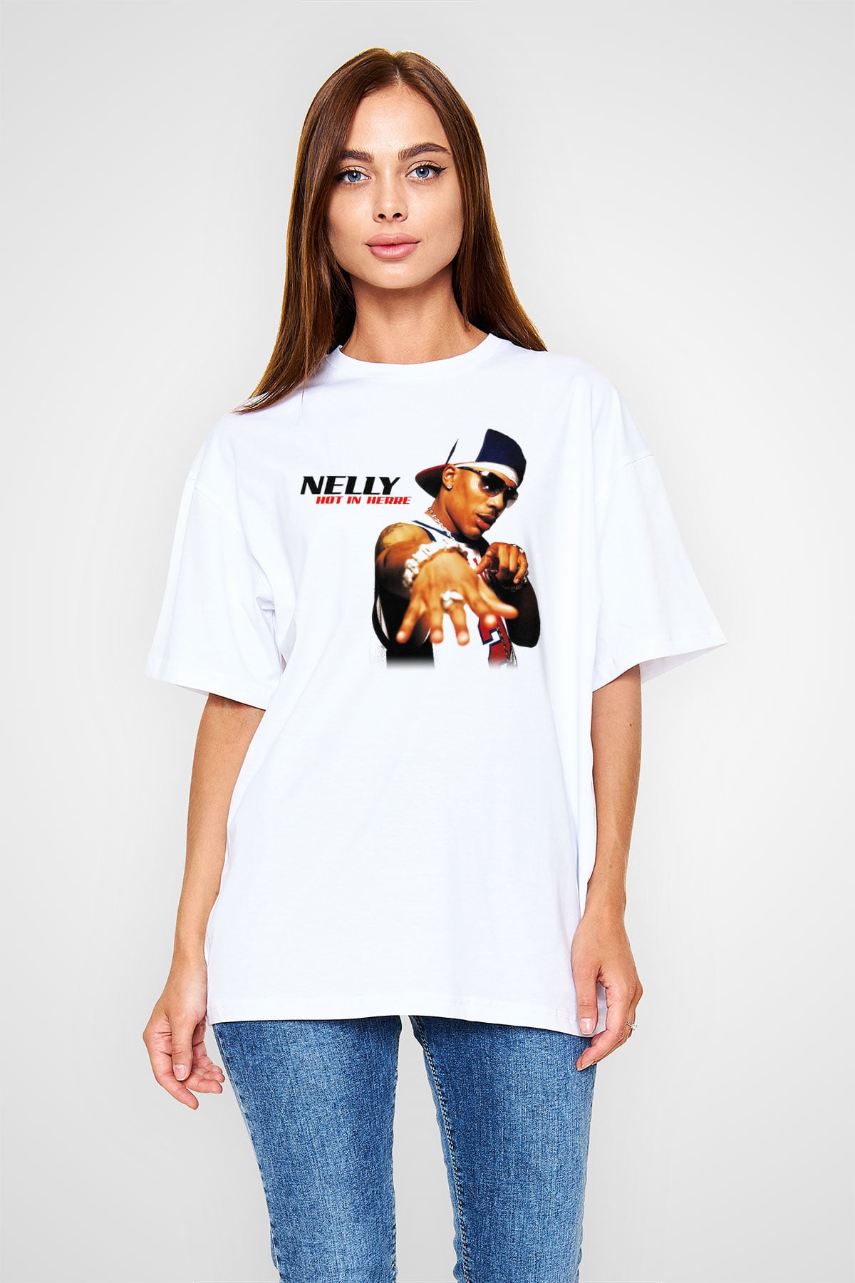 Nelly Beyaz Unisex Oversize Tişört T-Shirt