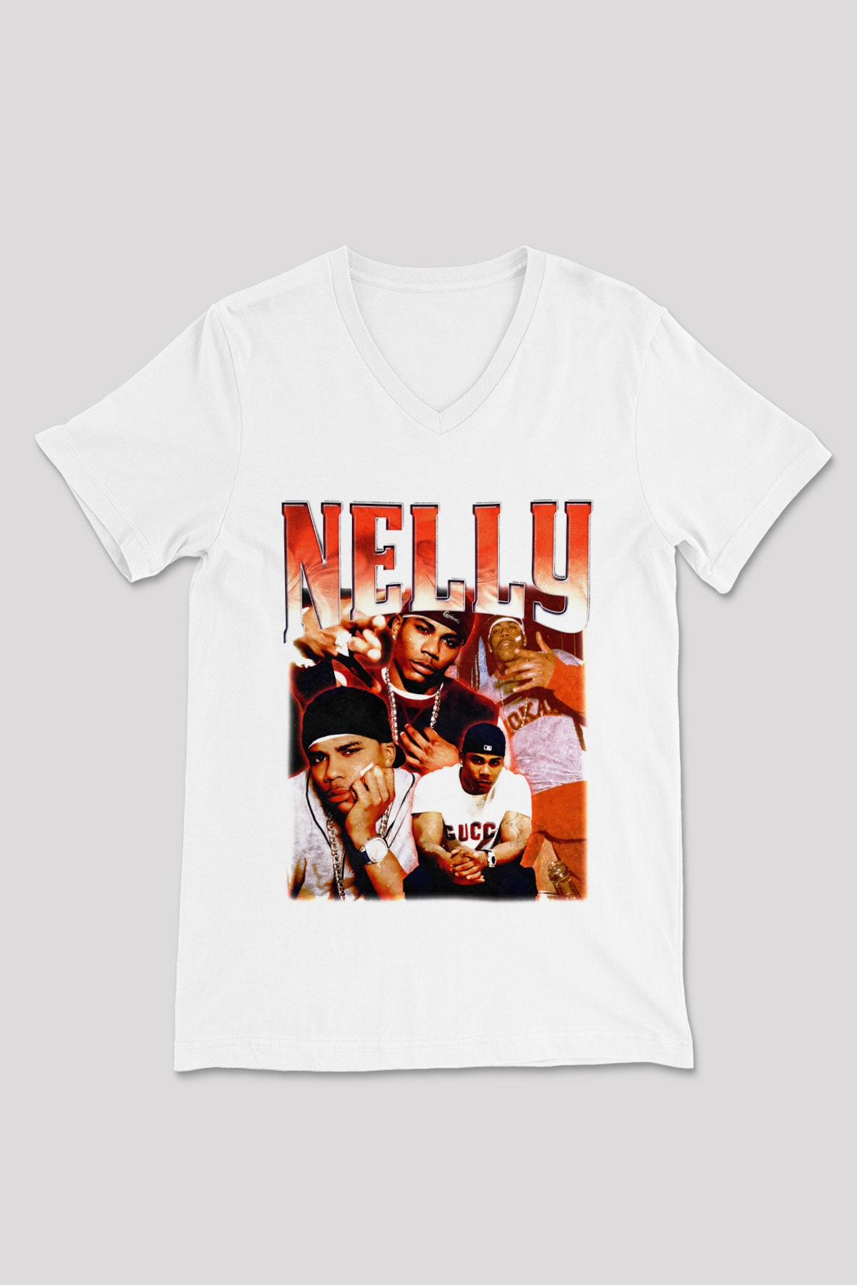 Nelly Beyaz Unisex V Yaka Tişört