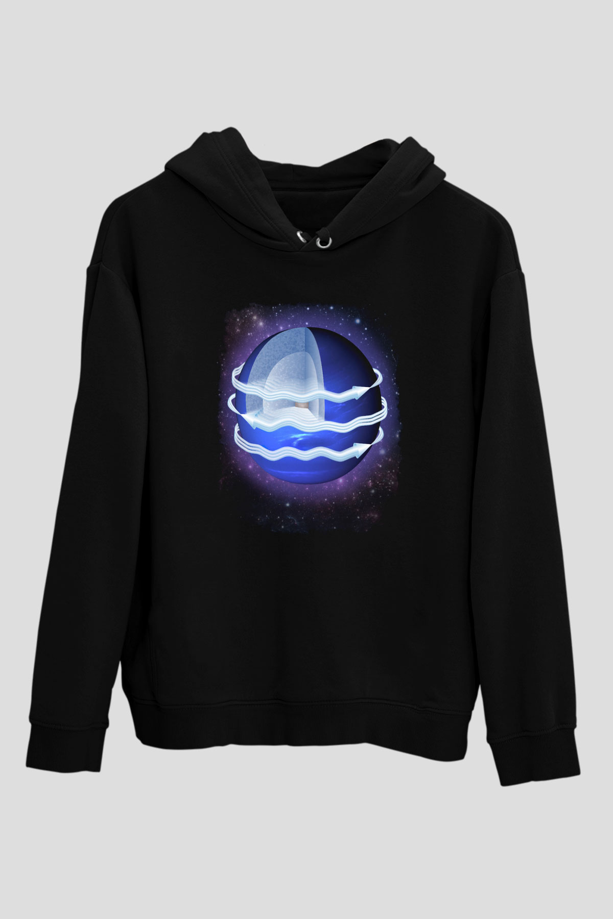 Neptün Siyah Unisex Hoodie