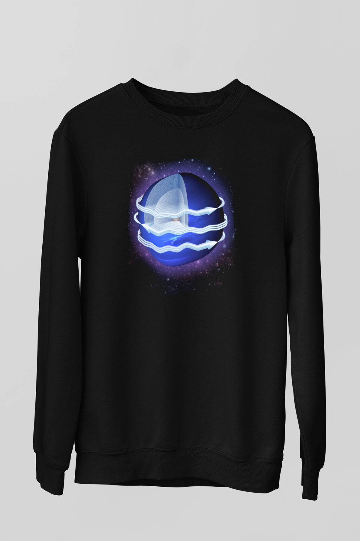 Neptün Siyah Unisex Sweatshirt