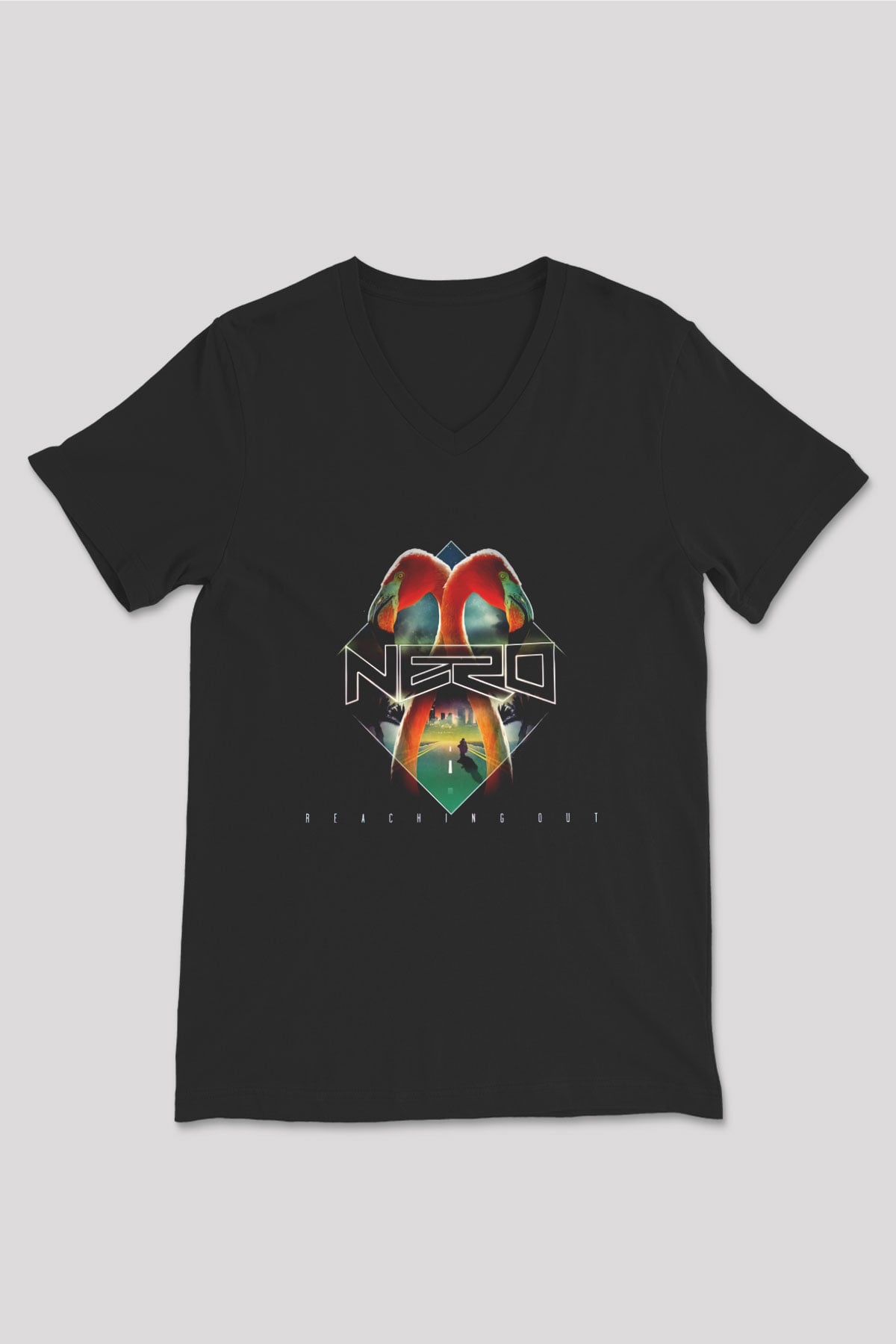 Nero Siyah Unisex V Yaka Tişört