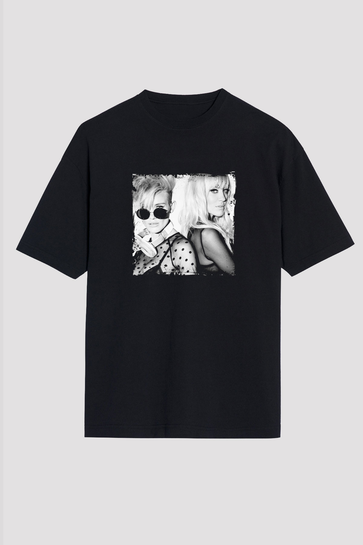 Nervo Baskılı Unisex Oversize Siyah Tişört