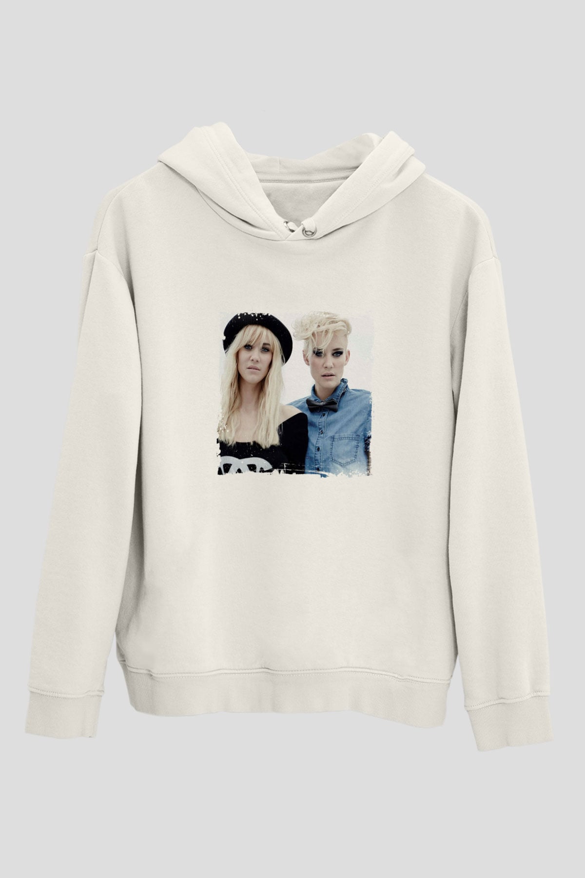 NervoBaskılı Beyaz Hoodie