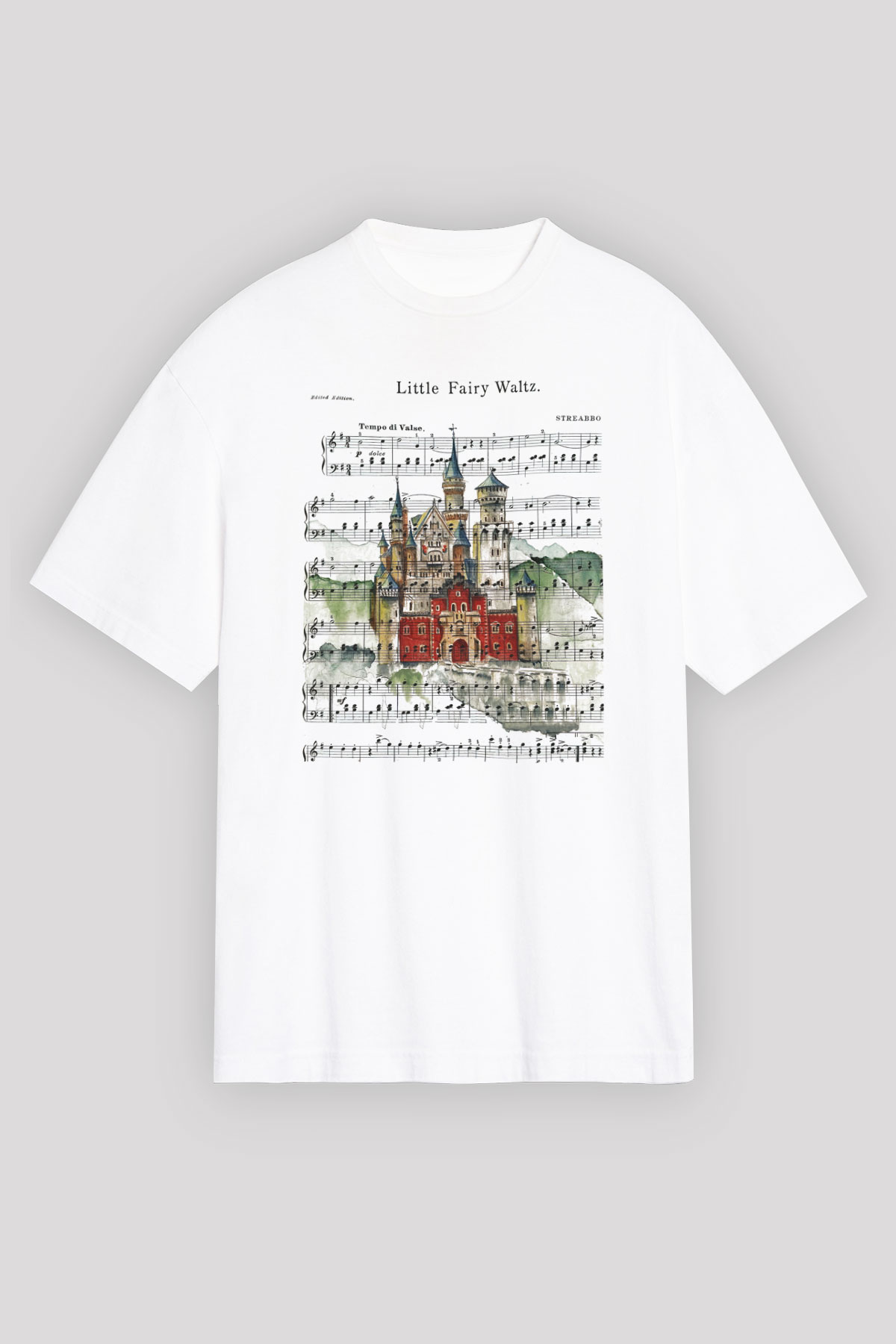 Neuschwanstein Şatosu Beyaz Unisex Oversize Tişört T-Shirt