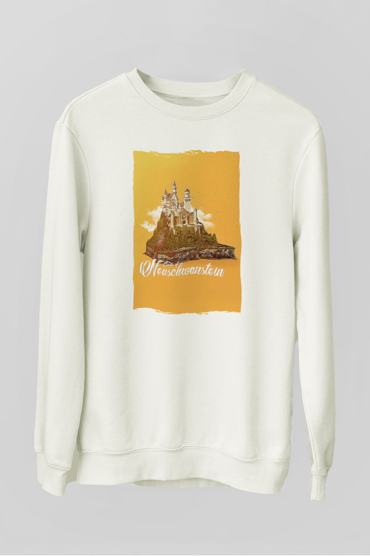 Neuschwanstein Şatosu Beyaz Unisex Sweatshirt