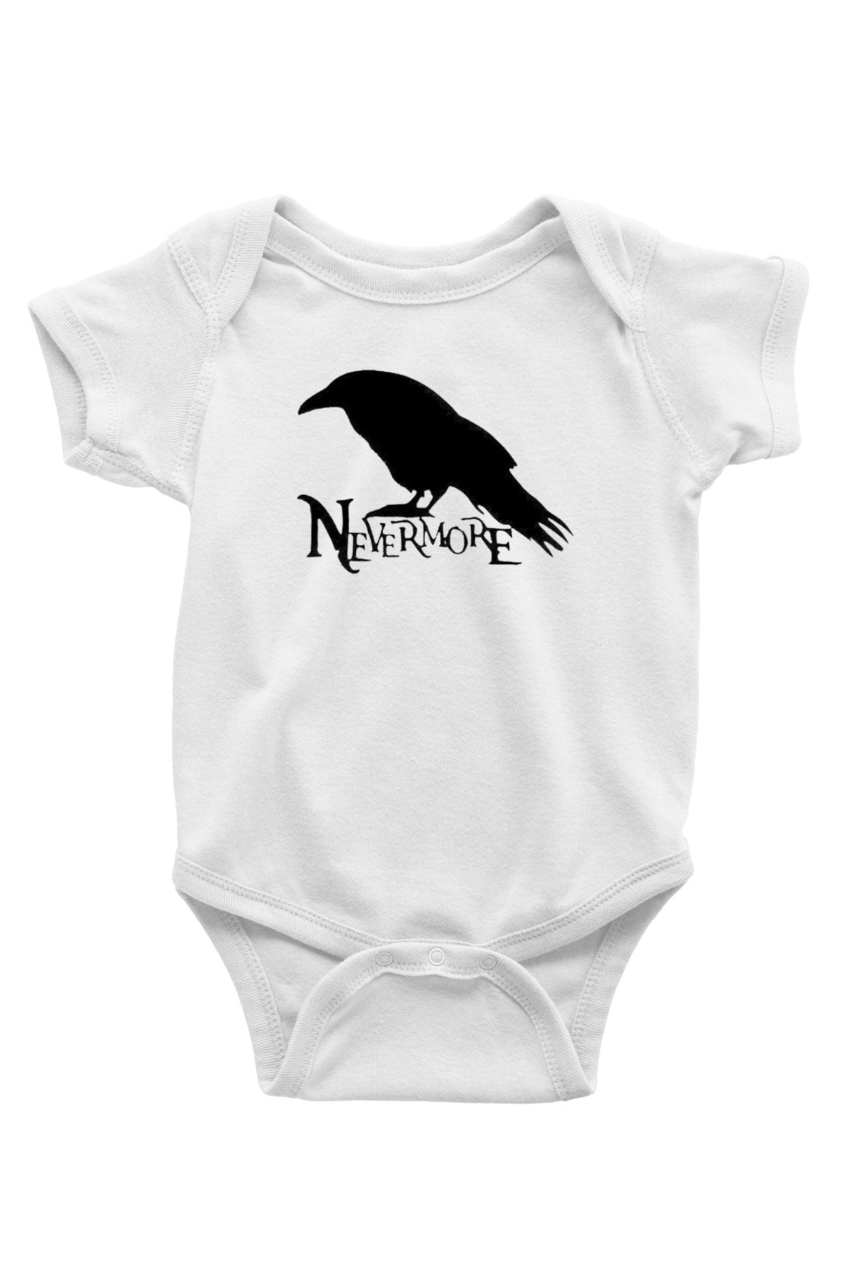 Nevermore Baskılı Beyaz Unisex Bebek Body - Zıbın