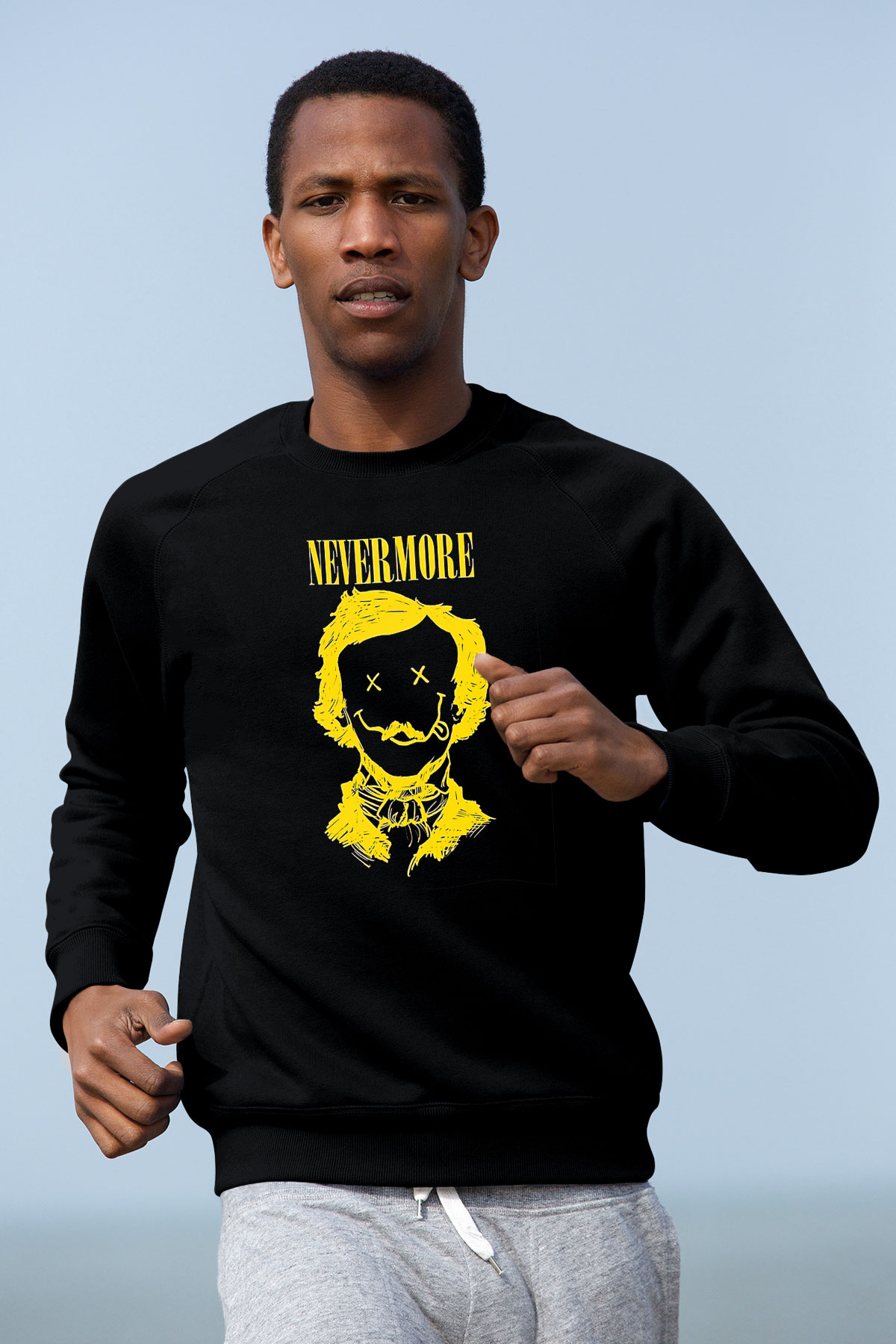 Nevermore Baskılı Unisex Siyah Sweatshirt