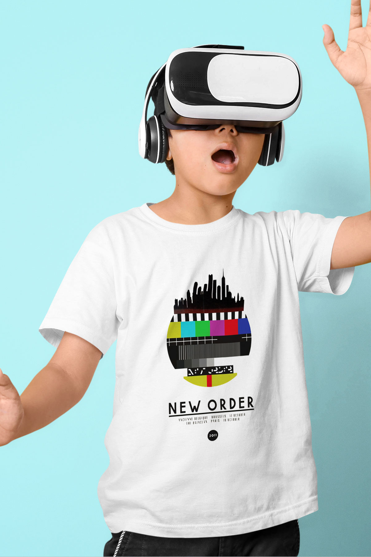 New Order Baskılı Beyaz Unisex Çocuk Tişört