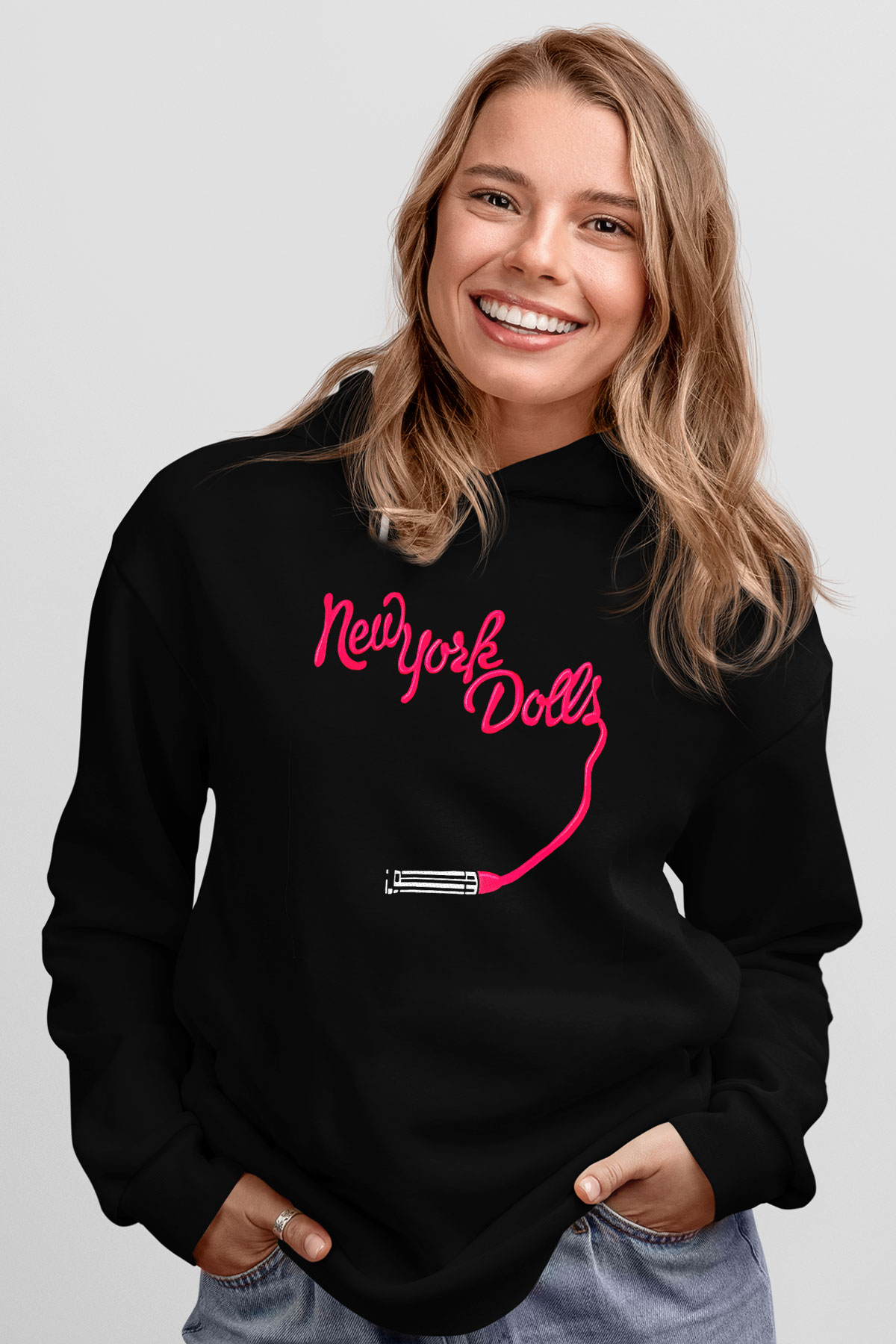 New York Dolls Siyah Unisex Hoodie