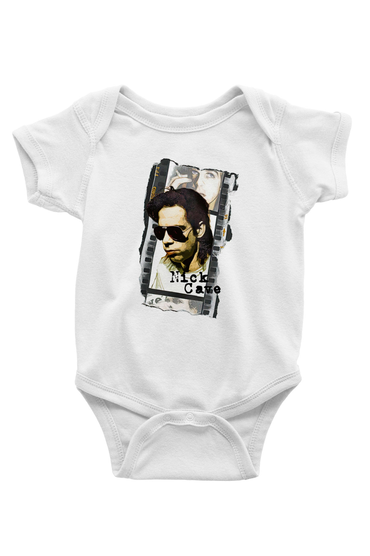 Nick Cave Baskılı Beyaz Unisex Bebek Body - Zıbın