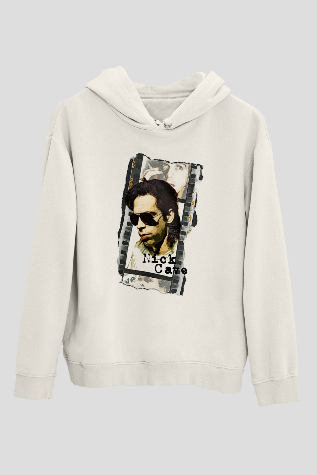Nick Cave Baskılı Beyaz Unisex Kapüşonlu Sweatshirt