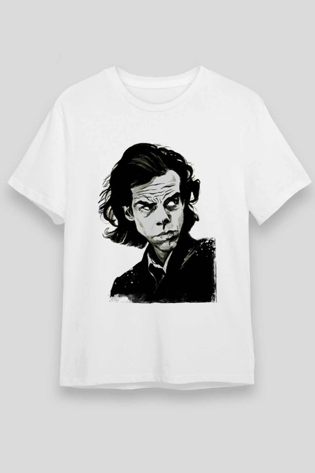 Nick Cave Baskılı Unisex Beyaz Tişört - Tshirt