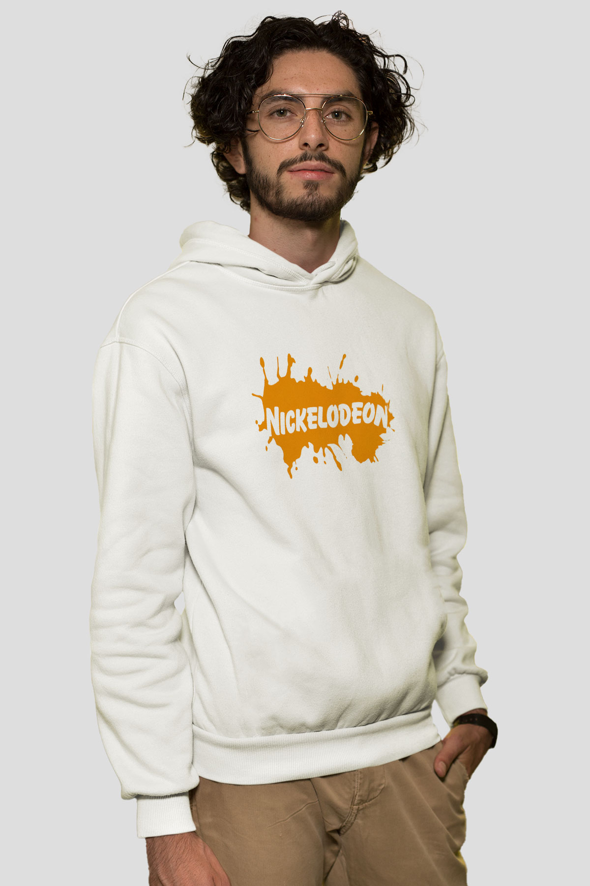 Nickelodeon Beyaz Unisex Kapşonlu Sweatshirt