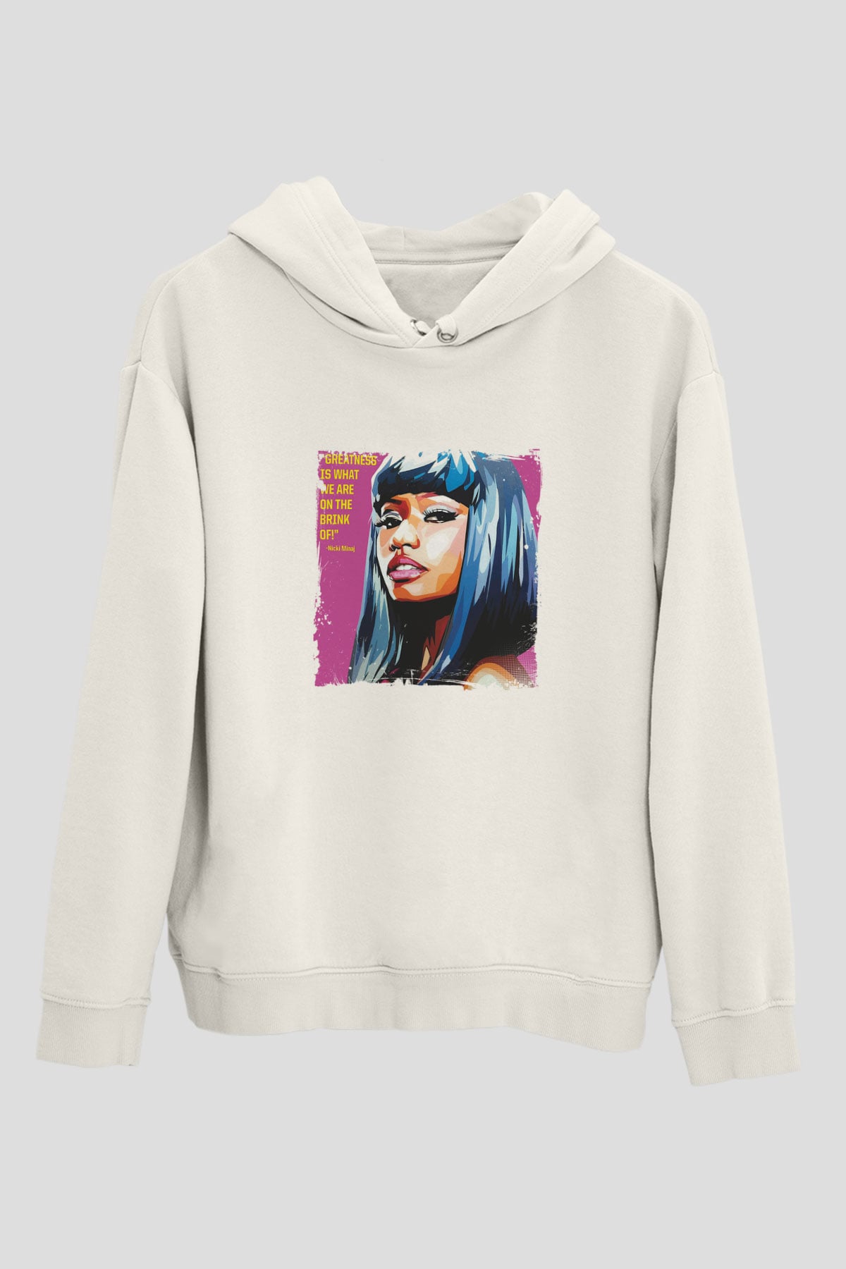 Nicki Minaj Baskılı Unisex Beyaz Kapüşonlu Sweatshirt