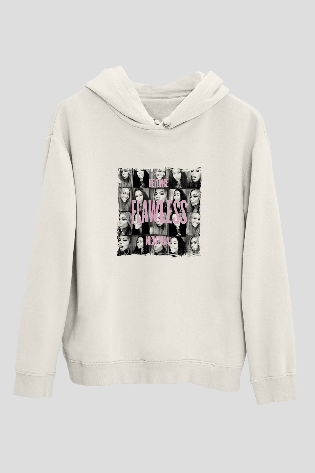 Nicki Minaj Baskılı Unisex Beyaz Kapüşonlu Sweatshirt