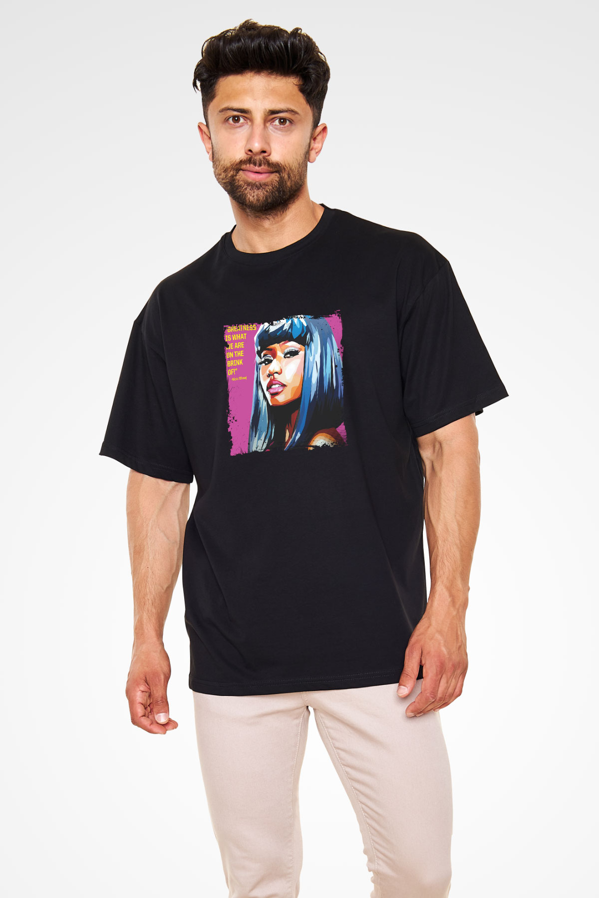 Nicki Minaj Baskılı Unisex Oversize Siyah Tişört