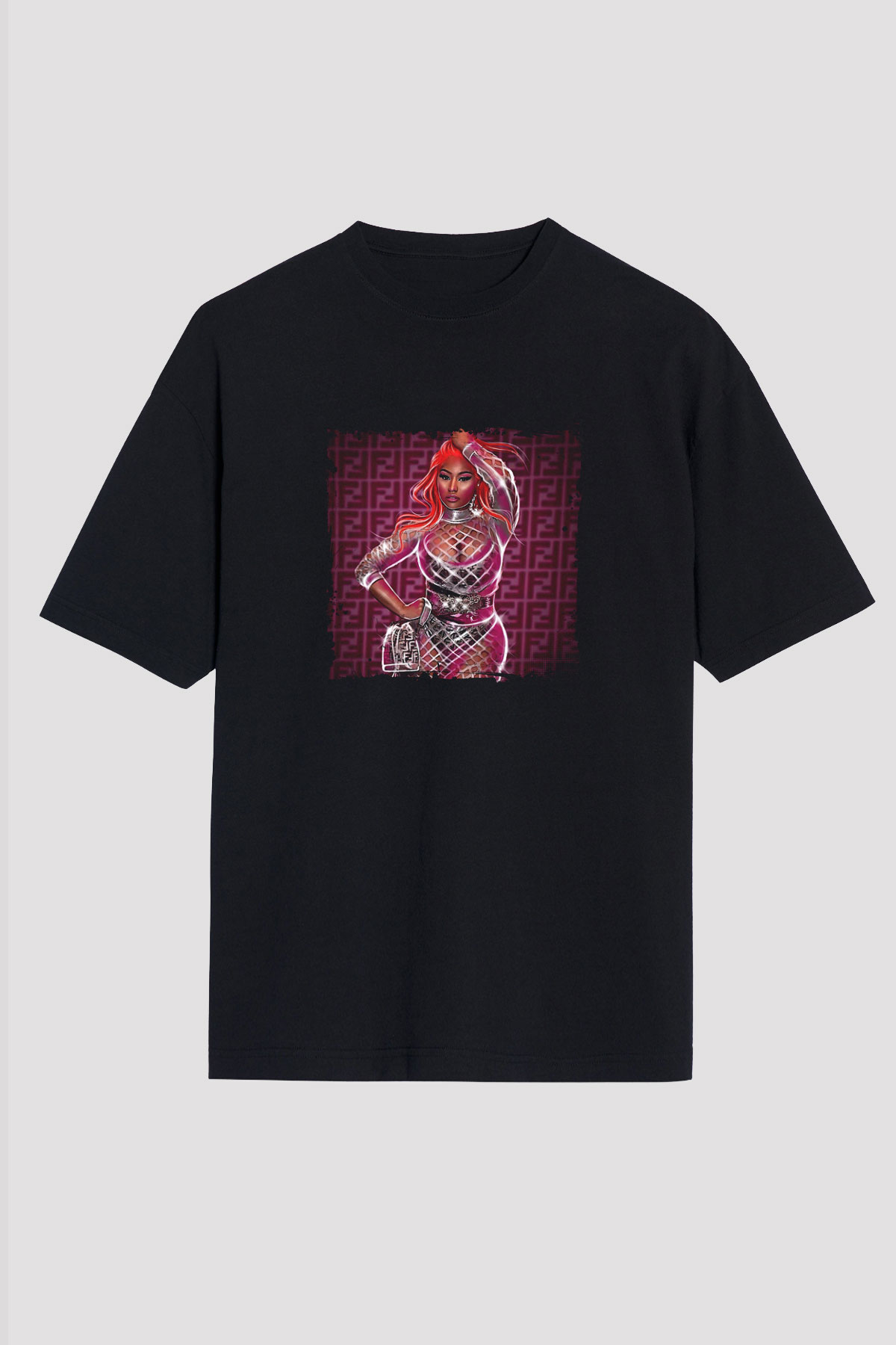 Nicki Minaj Baskılı Unisex Oversize Siyah Tişört