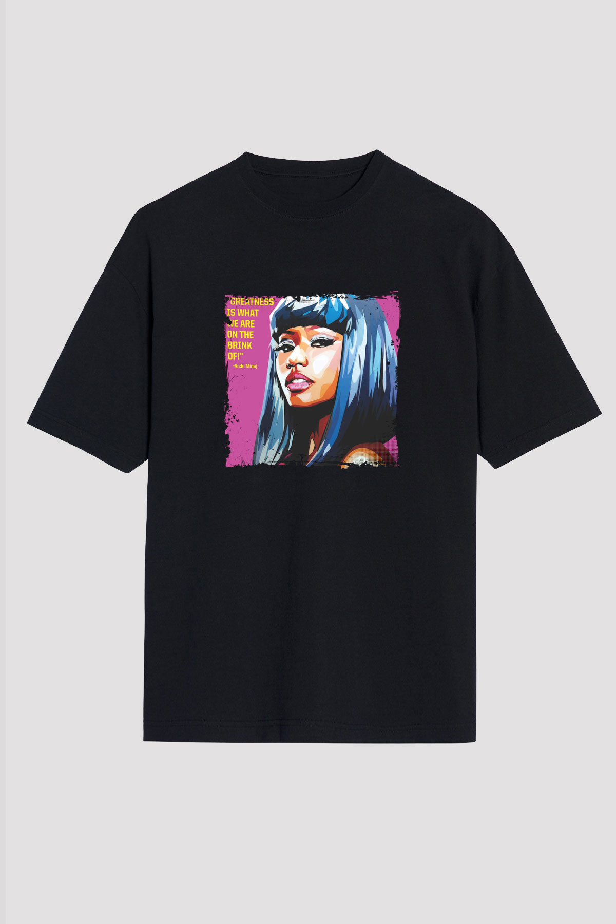 Nicki Minaj Baskılı Unisex Oversize Siyah Tişört