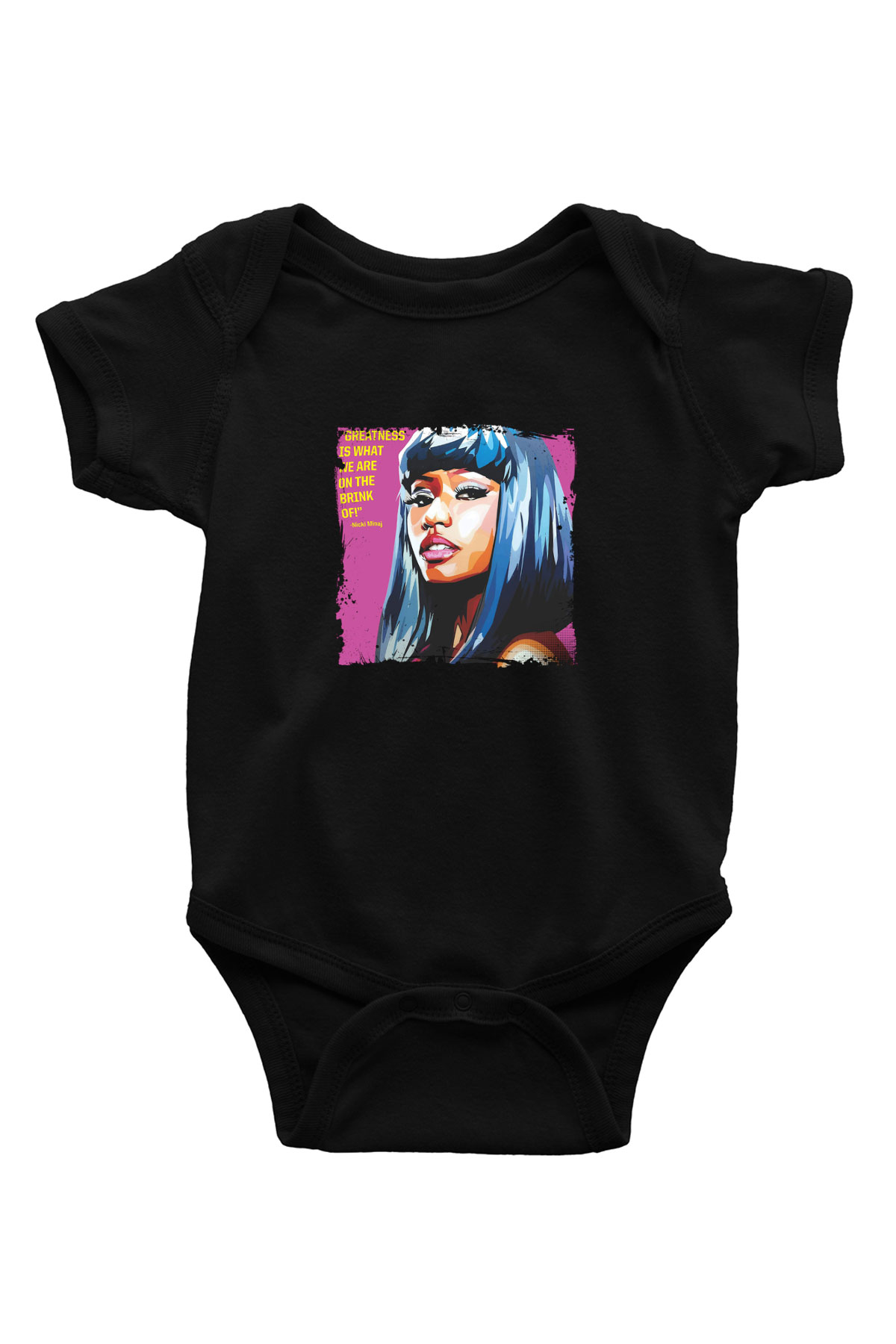 Nicki Minaj Baskılı Unisex Siyah Bebek Body - Zıbın