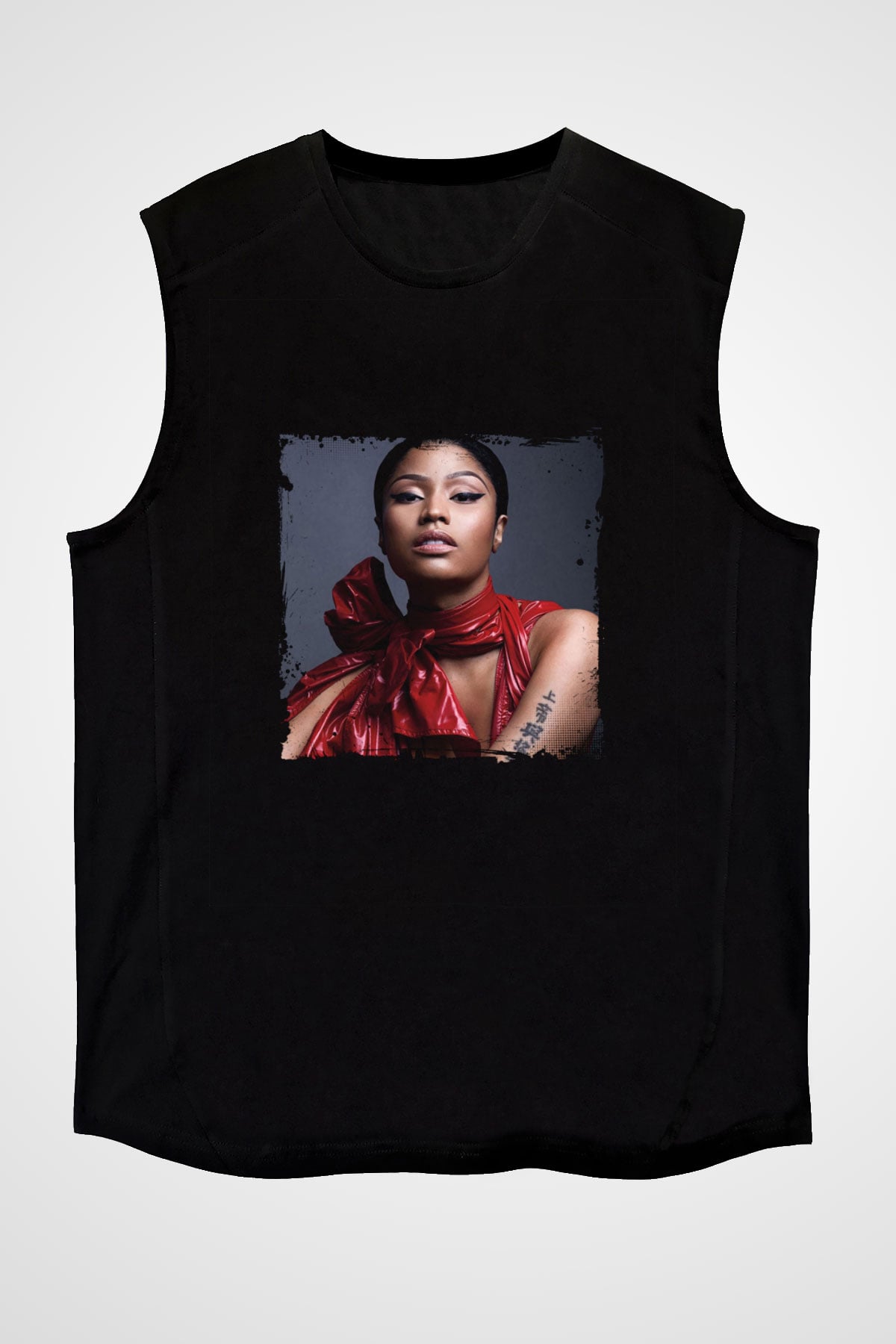 Nicki Minaj Baskılı Unisex Siyah Kolsuz Tişört