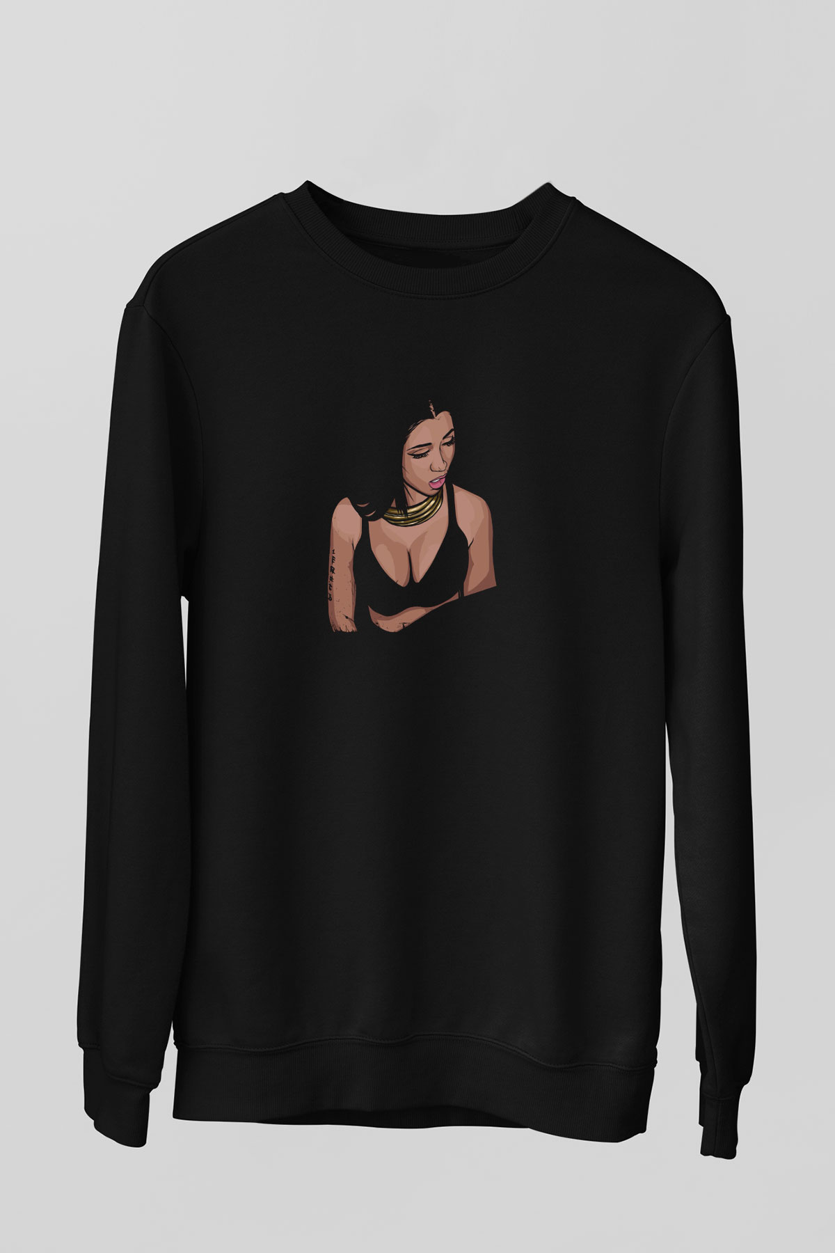Nicki Minaj Baskılı Unisex Siyah Sweatshirt