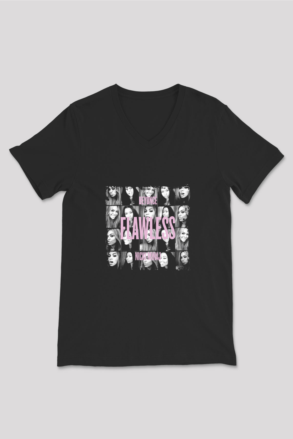 Nicki Minaj Baskılı Unisex Siyah V Yaka Tişört