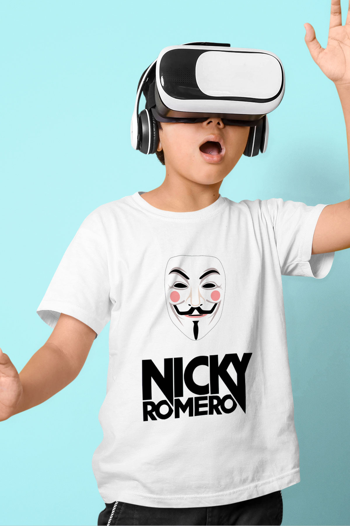 Nicky Romero Baskılı Beyaz Unisex Çocuk Tişört