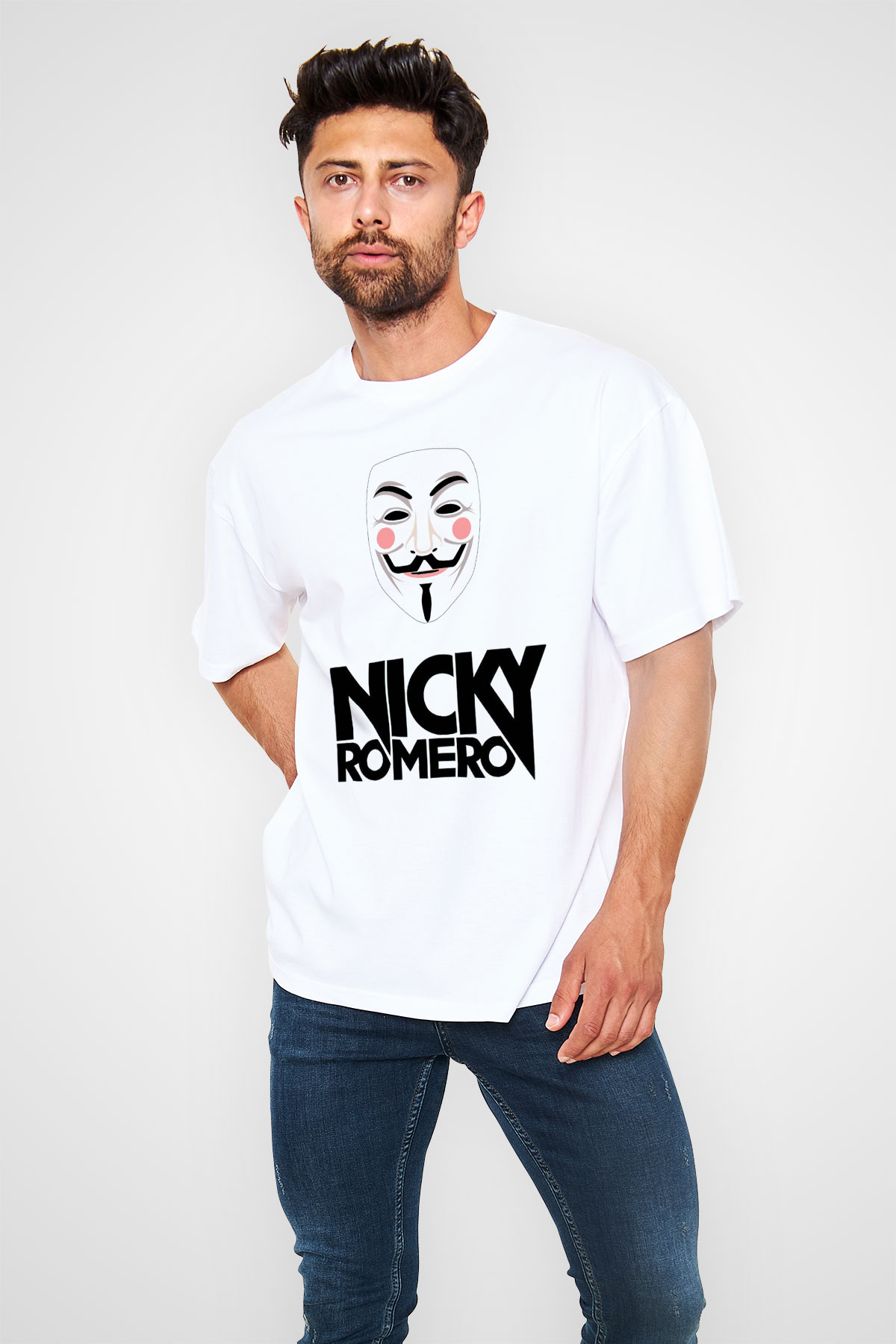 Nicky Romero Beyaz Unisex Oversize Tişört T-Shirt